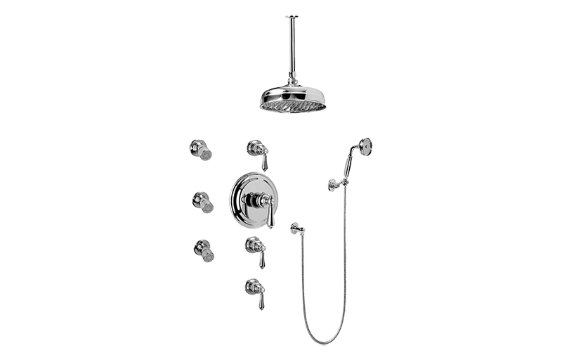 Adley Thermostatic Set w/Body Sprays & Handshower (Rough & Trim) in Multiple Finishes