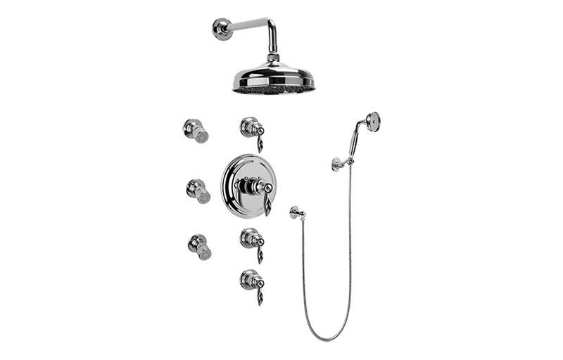 Topaz Thermostatic Set w/Body Sprays & Handshower (Rough & Trim) in Multiple Finishes