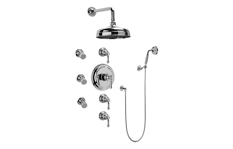 Adley Thermostatic Set w/Body Sprays & Handshower (Rough & Trim) in Multiple Finishes