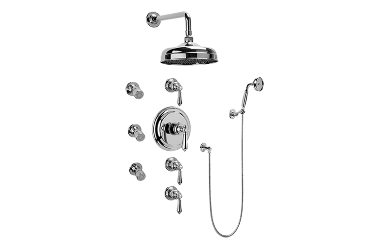 Adley Thermostatic Set w/Body Sprays & Handshower (Rough & Trim) in Multiple Finishes