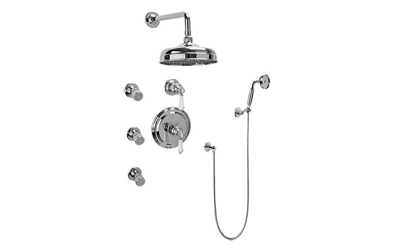 Adley Full Thermostatic Shower System with Transfer Valve (Rough & Trim) in Multiple Finishes