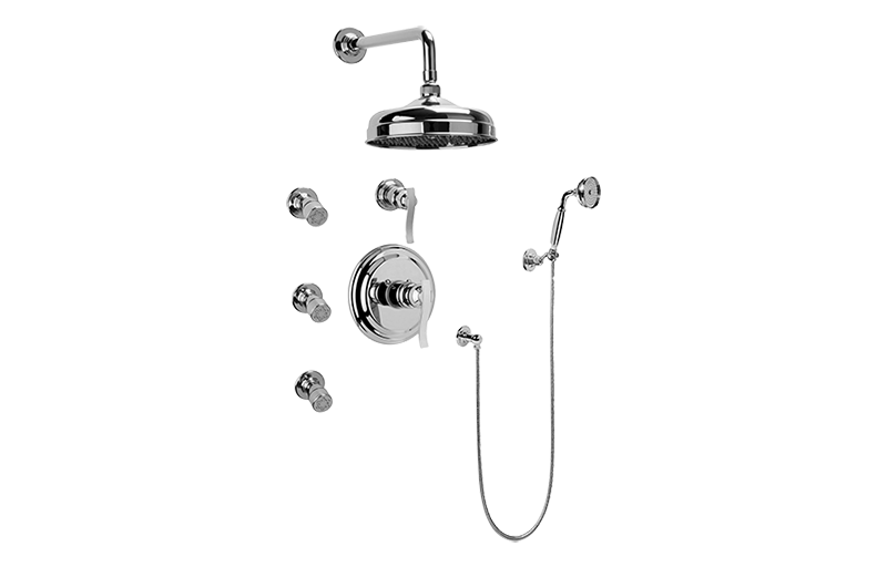 Bali Full Thermostatic Shower System with Transfer Valve (Rough & Trim) in Multiple Finishes