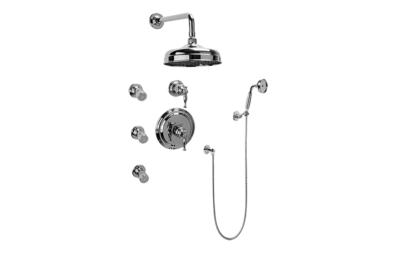 Lauren Full Thermostatic Shower System with Transfer Valve (Rough & Trim) in Multiple Finishes