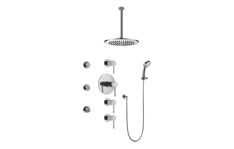 M.E./M.E. 25 Contemporary Square Thermostatic Set w/Body Sprays & Handshower ( Trim Only) in Multiple Finishes