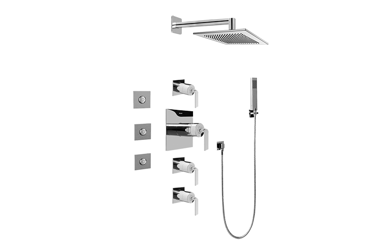 Immersion Contemporary Square Thermostatic Set w/Body Sprays & Handshower (Rough & Trim) in Multiple Finishes