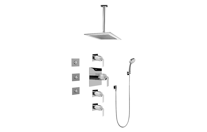 Immersion Contemporary Square Thermostatic Set w/Body Sprays & Handshower (Rough & Trim) in Multiple Finishes