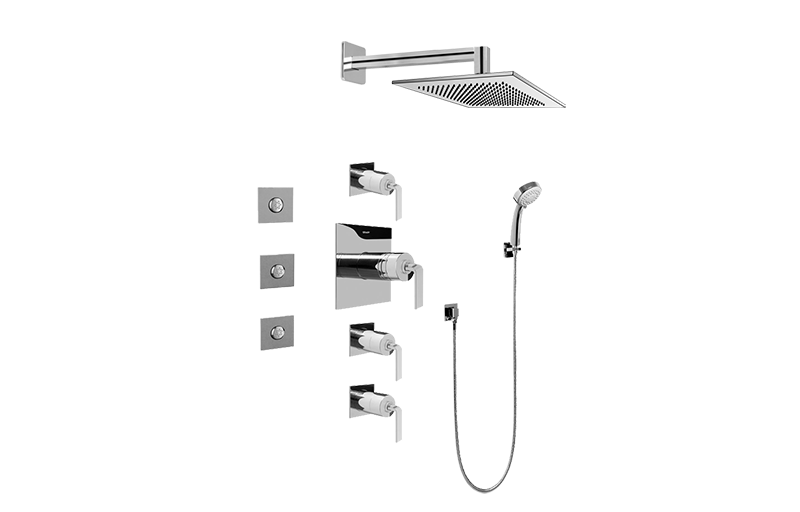 Immersion Contemporary Square Thermostatic Set w/Body Sprays & Handshower (Rough & Trim) in Multiple Finishes