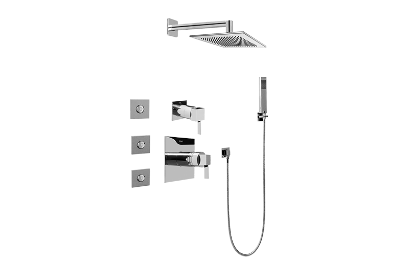 Qubic Tre Full Thermostatic Shower System with Transfer Valve (Rough & Trim) in Multiple Finishes