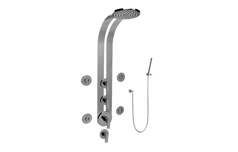 Sento Round Thermostatic Ski Shower Set w/Body Sprays & Handspray (Rough & Trim) in Multiple Finishes