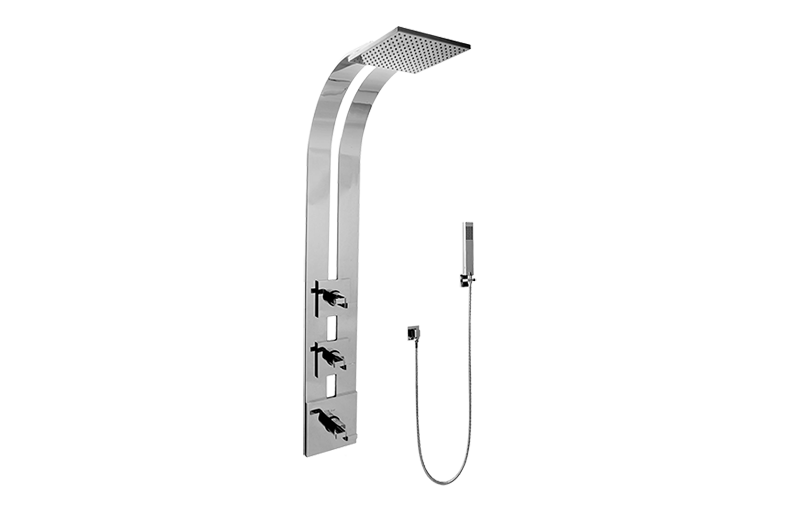 Immersion Square Thermostatic Ski Shower Set w/Handshowers (Trim & Rough) in Multiple Finishes