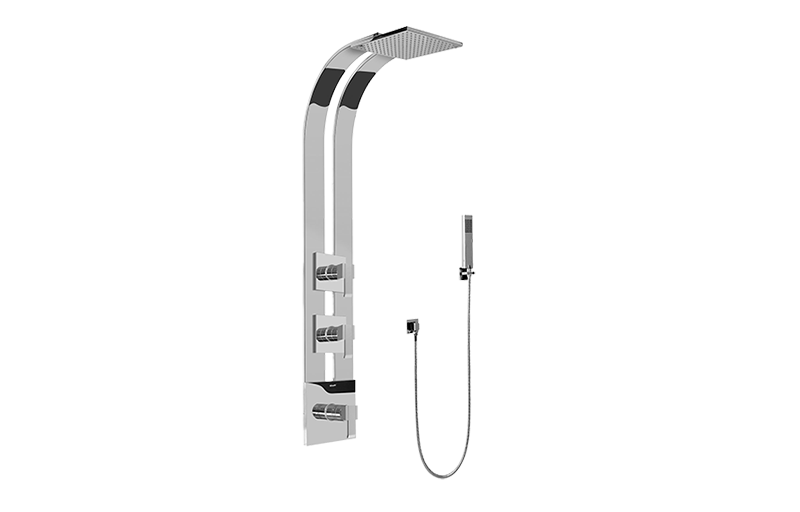 Qubic Square Thermostatic Ski Shower Set w/Handshowers (Trim & Rough) in Multiple Finishes