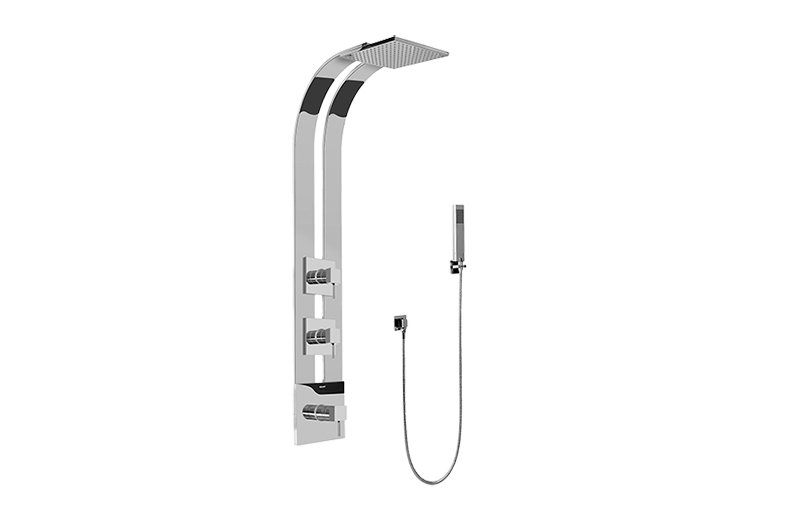 Qubic Tre Square Thermostatic Ski Shower Set w/Handshowers (Trim & Rough) in Multiple Finishes
