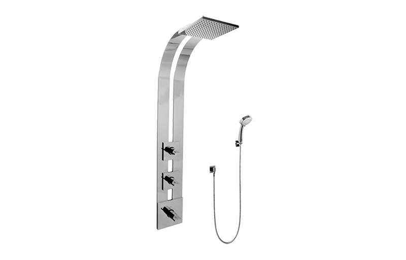 Sade/Targa/Luna Square Thermostatic Ski Shower Set w/Handshowers (Rough & Trim) in Multiple Finishes