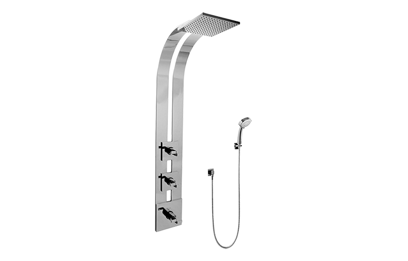 Immersion Square Thermostatic Ski Shower Set w/Handshowers (Rough & Trim) in Multiple Finishes