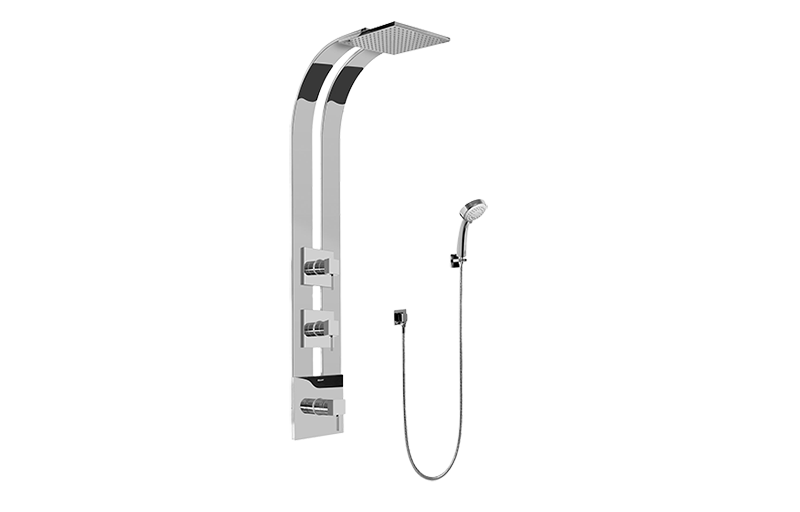 Qubic Tre Square Thermostatic Ski Shower Set w/Handshowers (Rough & Trim) in Multiple Finishes