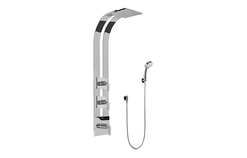 Immersion Square Thermostatic Ski Shower Set w/Handshowers (Rough & Trim) in Multiple Finishes