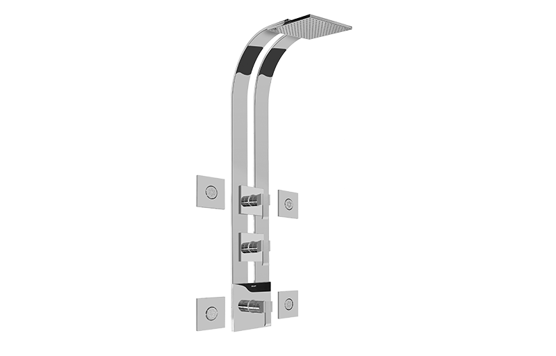 Qubic Square Thermostatic Ski Shower Set w/Body Sprays (Rough & Trim) in Multiple Finishes