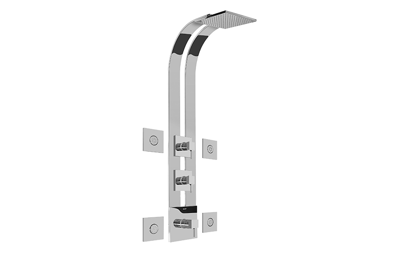 Qubic Tre Square Thermostatic Ski Shower Set w/Body Sprays (Rough & Trim) in Multiple Finishes