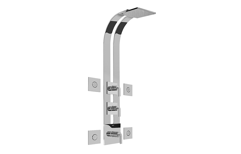 Graff - Immersion Square Thermostatic Ski Shower Set w/Body Sprays (Rough & Trim) - Architectural White - GE3.100A-LM40S-WT-T