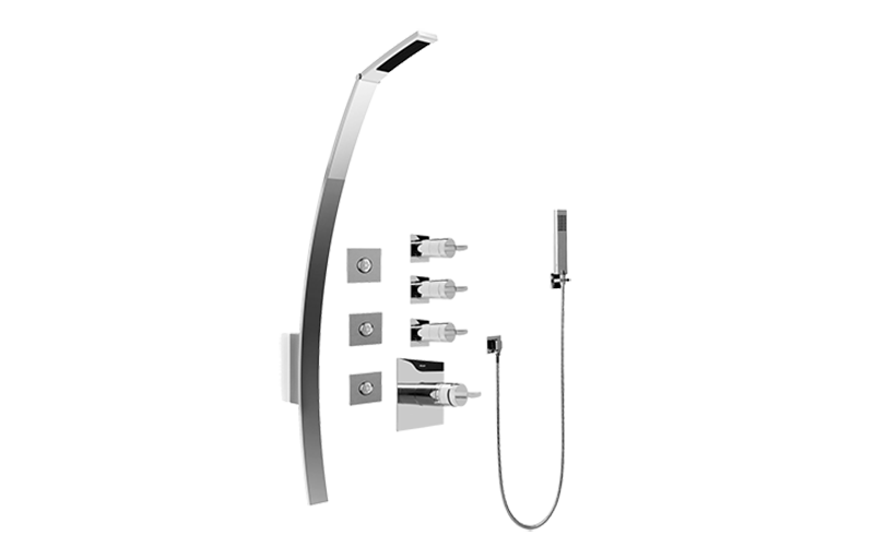 Sade/Targa/Luna Luna Thermostatic Shower Set w/Body Sprays & Handshower (Rough & Trim) in Multiple Finishes