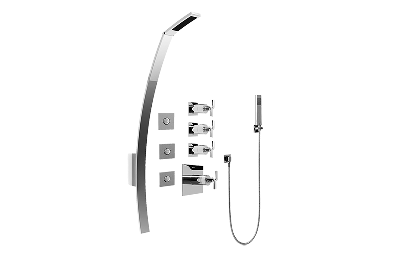 Immersion Luna Thermostatic Shower Set w/Body Sprays & Handshower (Rough & Trim) in Multiple Finishes