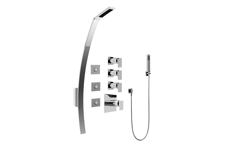 Solar Luna Thermostatic Shower Set w/Body Sprays & Handshower (Rough & Trim) in Multiple Finishes