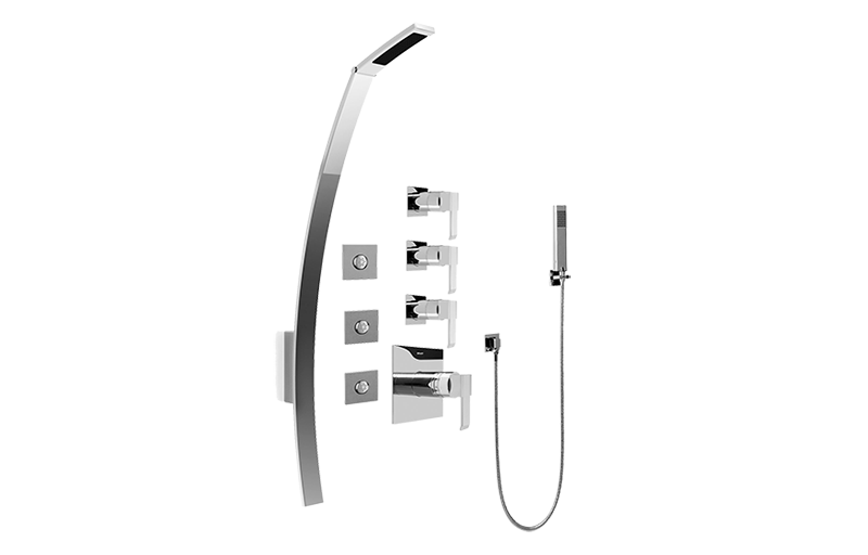 Qubic Luna Thermostatic Shower Set w/Body Sprays & Handshower (Rough & Trim) in Multiple Finishes