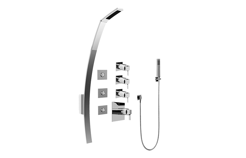 Qubic Tre Luna Thermostatic Shower Set w/Body Sprays & Handshower (Rough & Trim) in Multiple Finishes