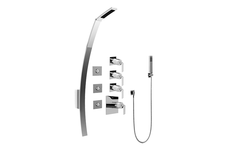 Immersion Luna Thermostatic Shower Set w/Body Sprays & Handshower (Rough & Trim) in Multiple Finishes