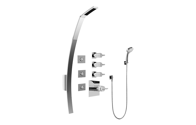 Sade/Targa/Luna Luna Thermostatic Shower Set w/Body Sprays & Handshower (Rough & Trim) in Multiple Finishes