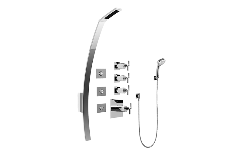 Immersion Luna Thermostatic Shower Set w/Body Sprays & Handshower (Rough & Trim) in Multiple Finishes