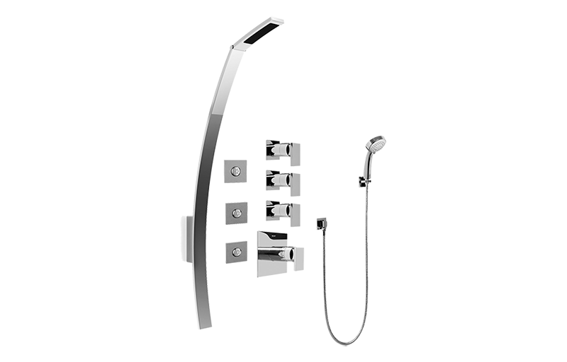 Solar Luna Thermostatic Shower Set w/Body Sprays & Handshower (Rough & Trim) in Multiple Finishes