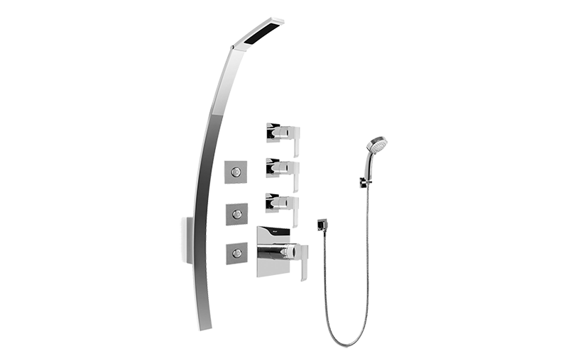 Qubic Luna Thermostatic Shower Set w/Body Sprays & Handshower (Rough & Trim) in Multiple Finishes