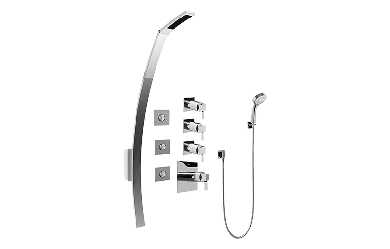 Qubic Tre Luna Thermostatic Shower Set w/Body Sprays & Handshower (Rough & Trim) in Multiple Finishes