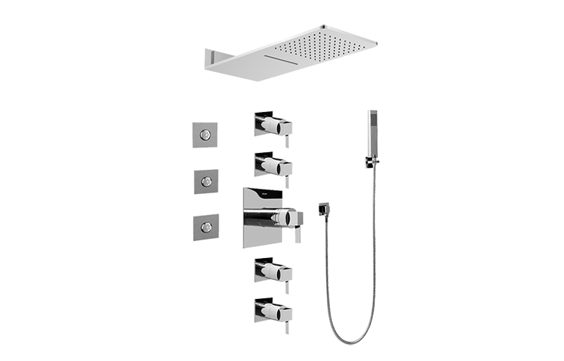 Aqua-Sense Full Square Thermostatic Shower System in Multiple Finishes