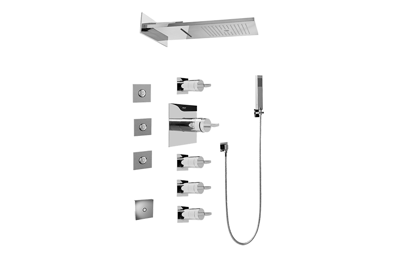 Aqua-Sense Full Square LED Thermostatic Shower System in Multiple Finishes