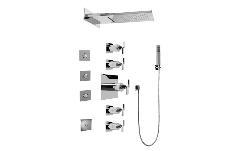 Aqua-Sense Full Square LED Thermostatic Shower System in Multiple Finishes