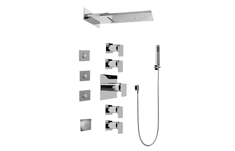 Aqua-Sense Full Square LED Thermostatic Shower System in Multiple Finishes