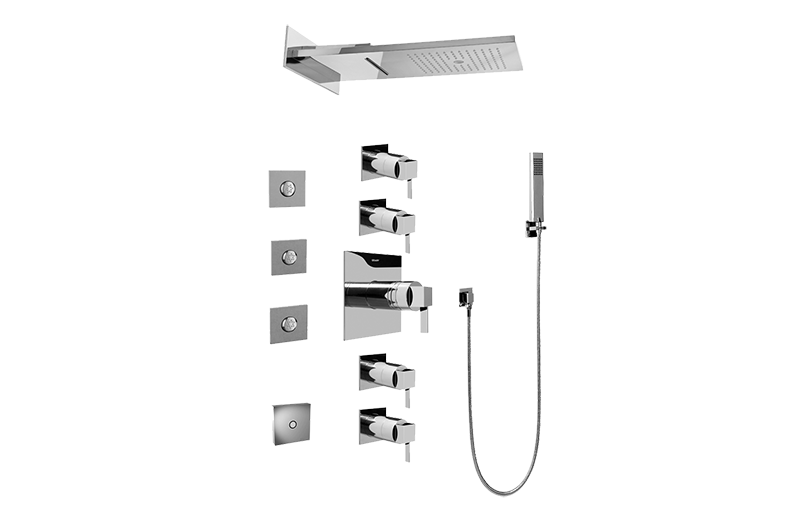 Aqua-Sense Full Square LED Thermostatic Shower System in Multiple Finishes