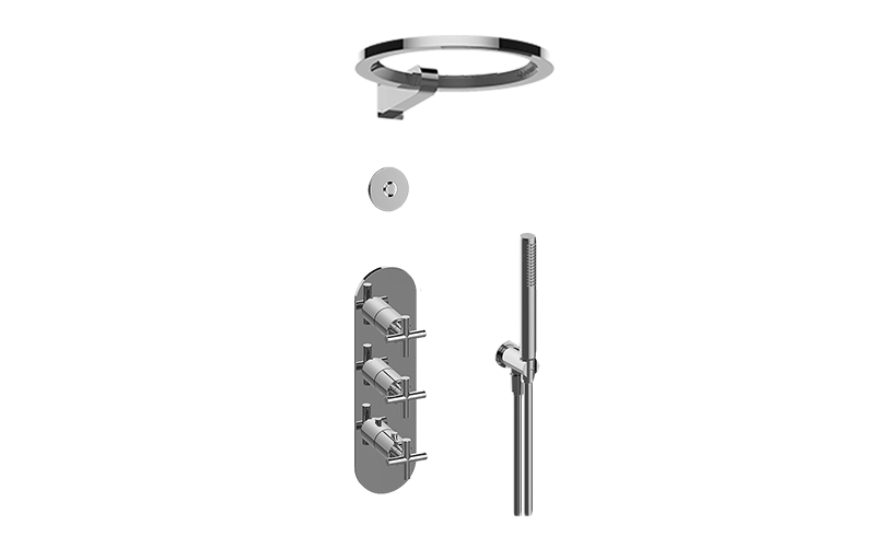 Terra M-Series Thermostatic Set w/Ametis Ring, Handshower & Diverter Valve (Rough & Trim) in Multiple Finishes