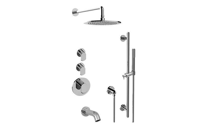 Phase M-Series Full Thermostatic Shower System w/Diverter Valve (Rough & Trim)  in Multiple Finishes