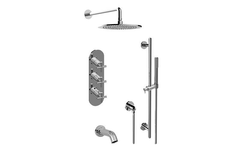 Terra M-Series Full Thermostatic Shower System w/Diverter Valve (Rough & Trim)  in Multiple Finishes