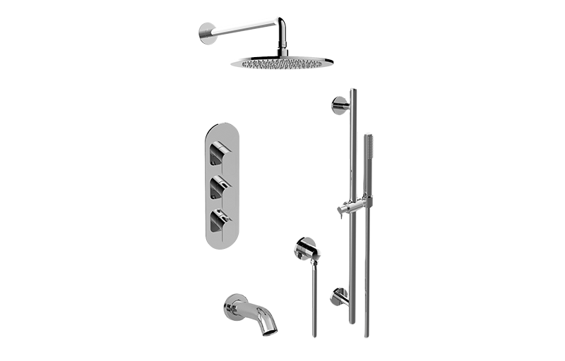 Sento M-Series Full Thermostatic Shower System w/Diverter Valve (Rough & Trim)  in Multiple Finishes