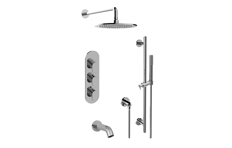 Ametis M-Series Full Thermostatic Shower System w/Diverter Valve (Rough & Trim)  in Multiple Finishes