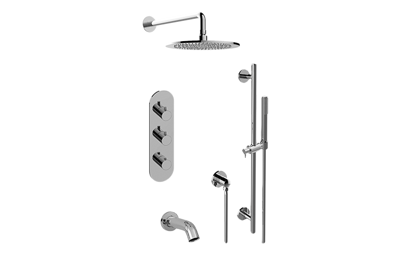 M.E./M.E. 25 M-Series Full Thermostatic Shower System w/Diverter Valve (Rough & Trim)  in Multiple Finishes