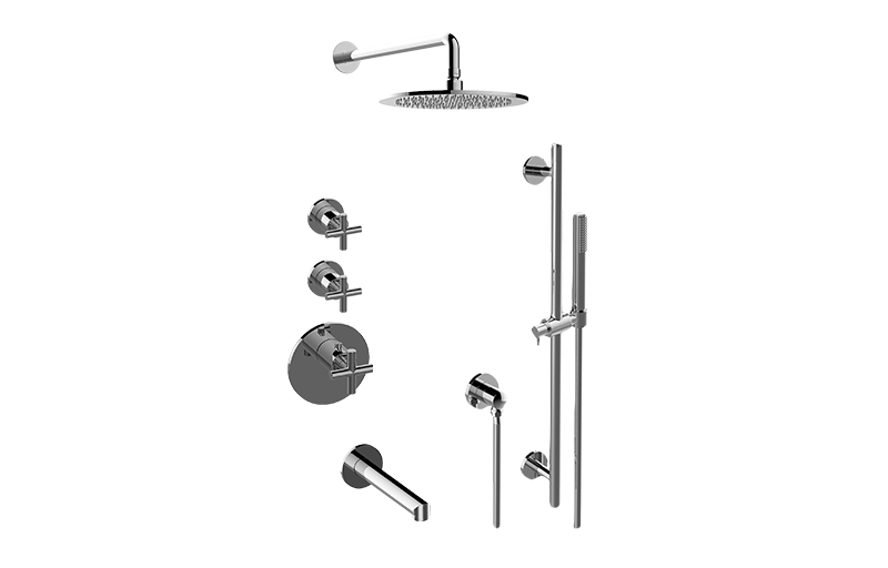 Terra M-Series Thermostatic Shower System Tub and Shower with Handshower (Rough & Trim)  in Multiple Finishes