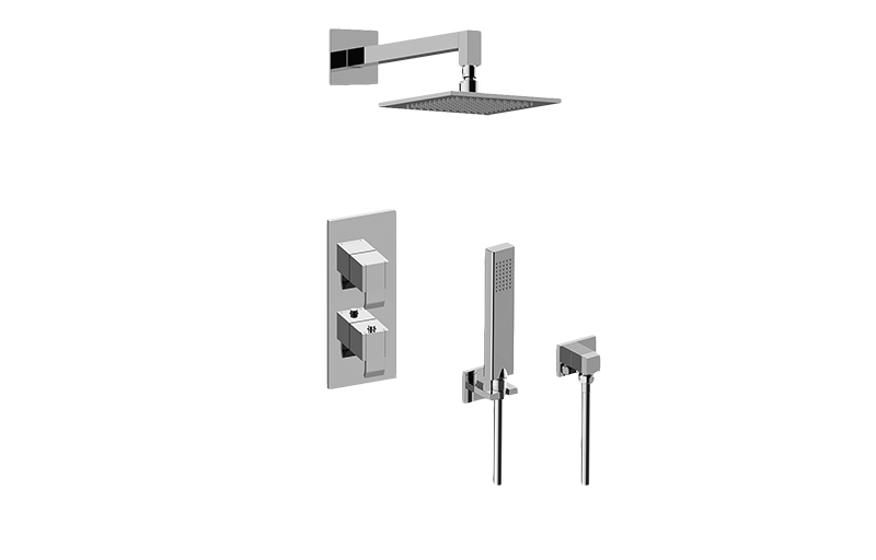 Qubic M-Series Thermostatic Shower System - Shower with Handshower (Rough & Trim)  in Multiple Finishes