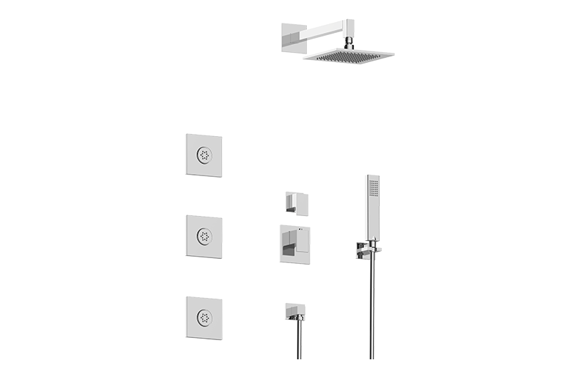 Solar M-Series Full Thermostatic Shower System w/Diverter Valve (Rough & Trim)  in Multiple Finishes