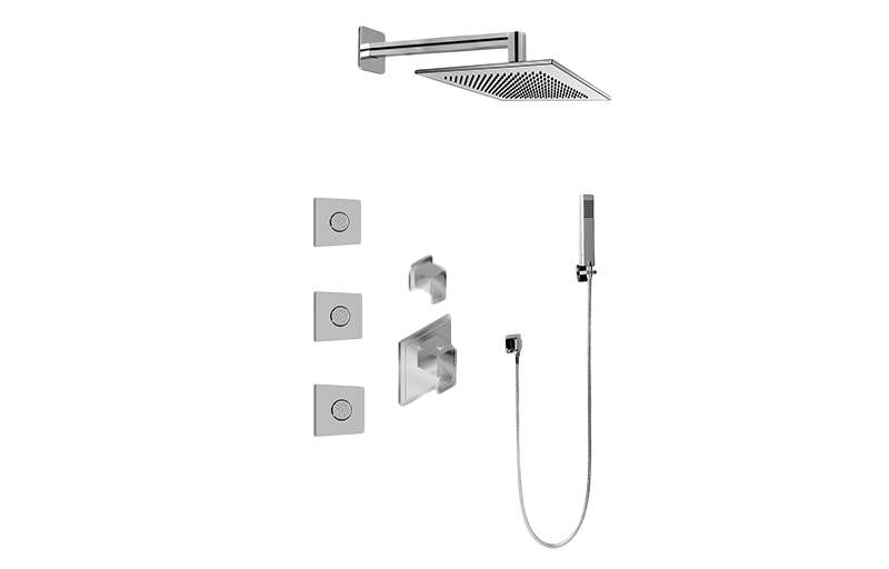 Qubic M-Series Full Thermostatic Shower System w/Diverter Valve (Rough & Trim)  in Multiple Finishes