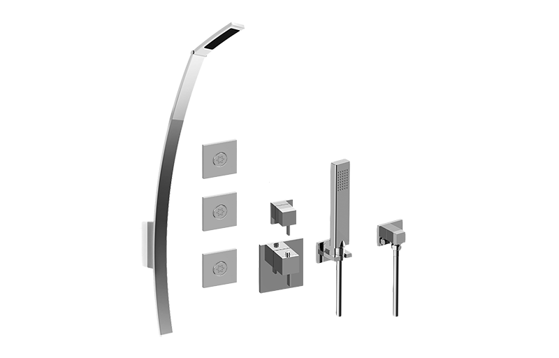 Qubic Tre M-Series Full Thermostatic Shower System w/Diverter Valve (Rough & Trim)  in Multiple Finishes